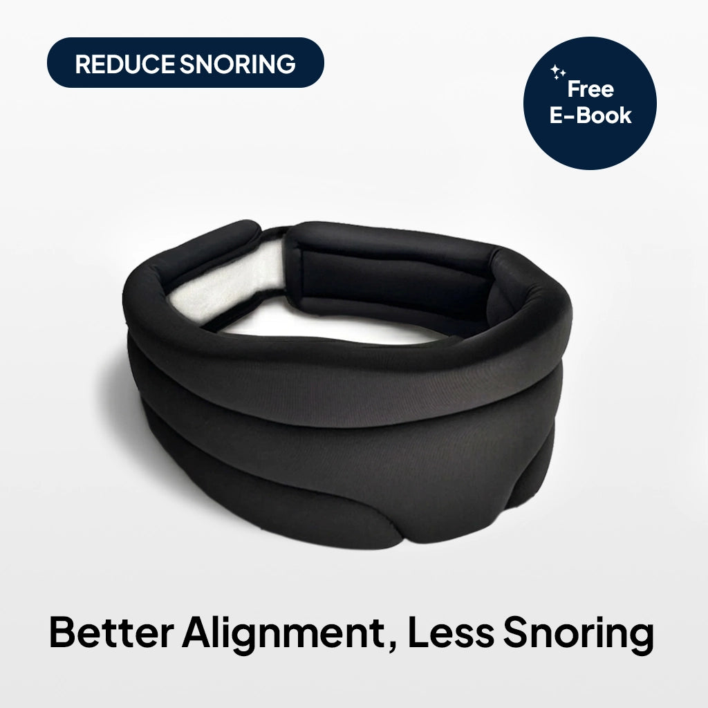 Black neck support pillow for sleep, designed to support head and neck alignment and help reduce snoring