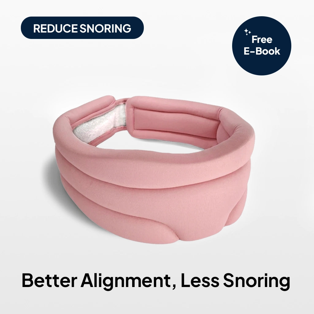 Pink neck support pillow for sleep, designed to support head and neck alignment and help reduce snoring